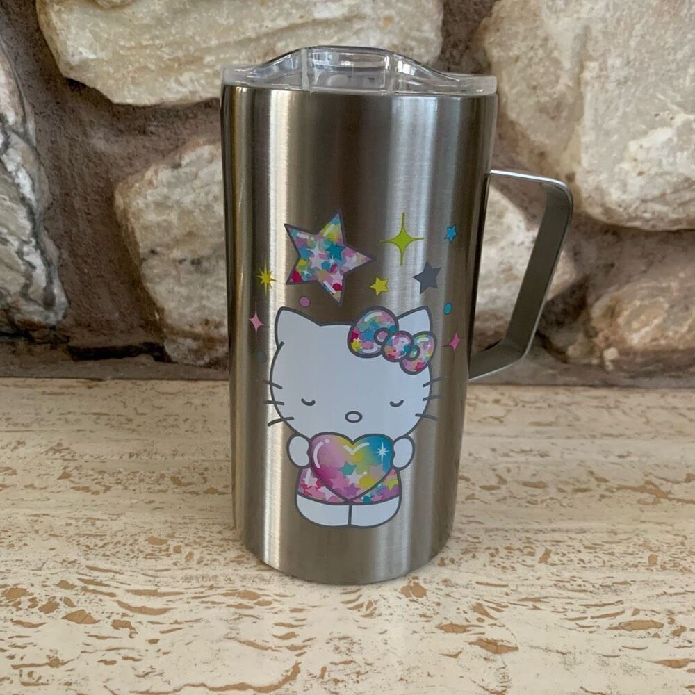 Hello kitty rainbow heart & stars stainless steel travel mug